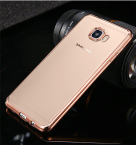Луксозен силиконов гръб ТПУ прозрачен Fashion за Samsung Galaxy A5 2017 A520F златисто розов кант